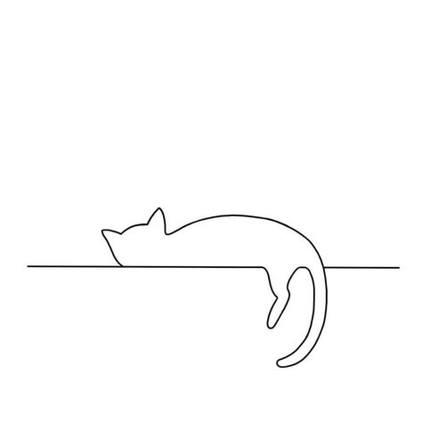 Cat Tattoo Simple, 심플한 그림, Pola Bordir, Minimalist Drawing, 강아지 그림, Mini Drawings, Cat Tattoo, Wire Art, Line Art Drawings