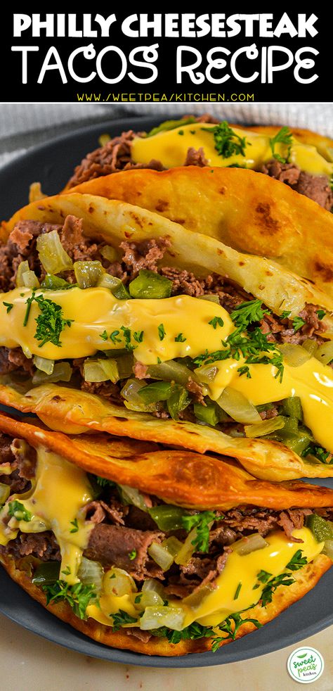 Cheese Steak Tacos, Cheesesteak Tacos, Deep Fried Tacos, Steak Taco Recipe, Fried Tacos, Slow Cooker Bread, Philly Steak, Philly Food, Cheese Steak Sandwich