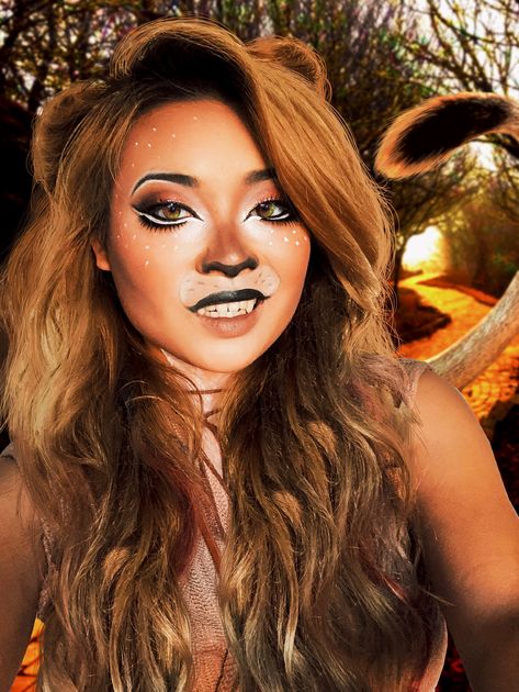 The Wizard of Oz: Cowardly Lion😎🦁#makeup#photoshop Glam Lion Makeup, Scary Wizard Of Oz Costumes, Simba Makeup Lion King, The Wizard Of Oz Makeup, Cowardly Lion Costume Women, Lion From Wizard Of Oz Costume, Cowardly Lion Makeup, Wizard Of Oz Costume Ideas For Women, Lion Makeup Halloween