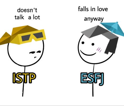 Dynamic Ships, Esfj Istp, Mbti Character, Talk A Lot, 16 Personalities, Personalities, Mbti, Ships, Memes