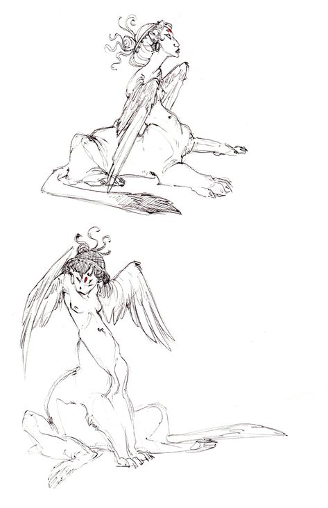 sphinxes || CHARACTER DESIGN REFERENCES | Find more at https://www.facebook.com/CharacterDesignReferences if you're looking for: #line #art #character #design #model #sheet #illustration #expressions #best #concept #animation #drawing #archive #library #reference #anatomy #traditional #draw #development #artist #pose #settei #gestures #how #to #tutorial #conceptart #modelsheet #cartoon #monster @Rachel Oberst Design References Claire Wendling, Character Design Cartoon, Monster Design, Creature Concept Art, Arte Fantasy, Creature Concept, Character Design References, Creature Design, Design Reference