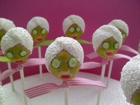 Spa Party Cake, Spa Day Party, Cake Pop Designs, 8th Birthday Cake, Pops Cake, Girl Spa Party, Pretty Cake, Cake Pops How To Make, Strawberry Shortcake Recipes