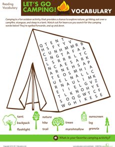 Camping Word Search, Camping Classroom, Camping Activities For Kids, Camping Theme Classroom, Scout Camping, Family Camping Trip, Camping Party, Camping Games, Summer Camping