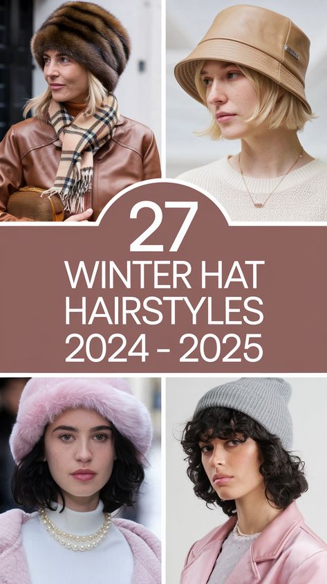 Discover 27 winter hat hairstyles for 2024-2025, perfect for all hair lengths: short, medium, and long. Explore trendy and easy-to-wear styles like beanies, berets, and caps, ideal for curly, straight, and wavy hair. Stay warm while looking fashionable with these chic winter hairstyle ideas designed to complement any look. Hats With Short Hair, Winter Hat Hairstyles, Straight Hair Inspiration, Hat With Short Hair, Winter Hairstyle Ideas, Beanie Hairstyles, Hairstyles For Fall, Hats For Short Hair, Loose Bun