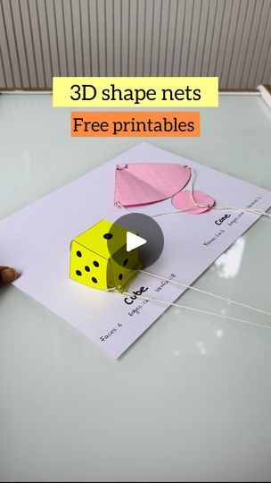 2.2M views · 6.5K reactions | #save Shape Net printables
 
Shapes are everywhere .
 
A cone can be an Ice cream cone or a party hat. Comment “Printable” in the comment to get your pintables. Once you get it cut them out and on the reverse paint the shapes you see.
 
🍦 A cone can be an Ice cream cone or a party hat. 

⛺️ A pyramid can be an Egyptian pyramid or a teepee tent. 

Talk to your child about the objects they see with these shapes and if those objects are 2D or 3D.
 
These shape nets help children visualize the change from 2D to 3D and also helps them to count the faces, Edges and Vertices.
 
🟡Faces - A face, in mathematical terms, is the flat surface of a shape.
 
🟢Edges - an edge is the line that joins corners or surfaces of a shape.
 
🟣Vertices - Vertices in shapes are the p 3d Nets Printable, 3d Shapes Nets, 3d Shapes Activities, Cone Template, 2d Shapes Activities, 3d Pyramid, Solid Figures, 2d To 3d, Solid Shapes