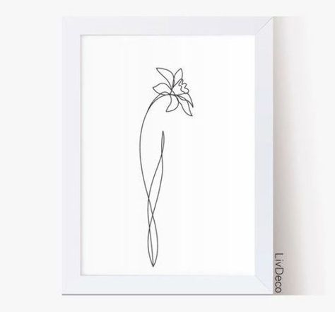 Daffodil flower Printable wall art, Minimalist art, One line drawing, Black and white decor, Abstrac Small Welsh Tattoo, Minimalist Daffodil Drawing, Doodle Daffodil, Daffodil Tattoo One Line, Abstract Daffodil Tattoo, Line Drawing Daffodil, Daffodil Line Art Tattoo, Welsh Daffodil Tattoo, Daffodil Tattoo Minimalist