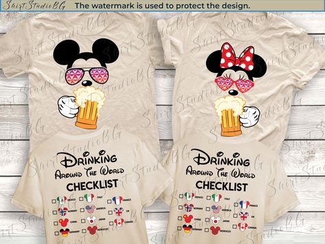 Drinking Around The World Shirt, Mickeys Beer, Epcot Drinking Around The World, Disney Bachelorette Parties, Disney Birthday Shirt, Disney Bachelorette, Disney Cruise Shirts, Disney Princess Shirts, Animal Kingdom Shirts