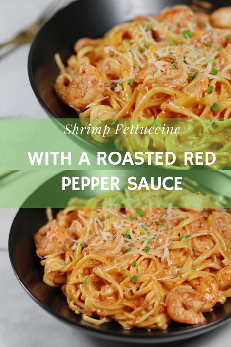 Shrimp Red Pepper Pasta, Roasted Red Pepper Shrimp Pasta, Roasted Red Pepper Pasta Sauce, Creamy Roasted Red Pepper Sauce, Chicken Asparagus Pasta, Roasted Red Peppers Recipes, Red Pepper Chicken, Red Pepper Pasta Sauce, Red Pepper Recipes