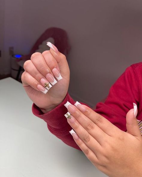 Nails With Cross, White Nail Inspo, Available Appointments, Coffin Acrylics, December Nails, Fashion Christmas, White Nail, White Nails, Christmas Nails