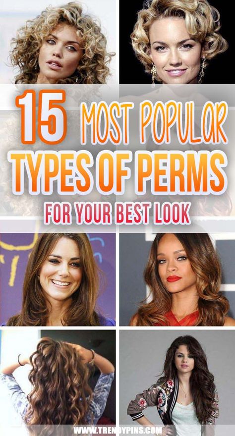 15 Most Popular Types Of Perms For Your Best Look #hairstyles #perms #beauty #trendypins Shoulder Length Body Wave Perm, Loose Perms Medium Length, Large Curl Perm Medium Lengths, Big Curls Perm For Medium Hair, Permed Hairstyles Medium Thick Hair, Medium Length Body Wave Perm, Perms For Thick Medium Length Hair, Different Styles Of Perms, Beach Waves Perm Before And After