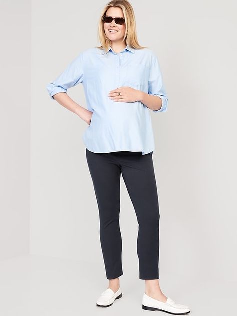 Maternity Side-Panel Pixie Ankle Pants | Old Navy Pixie Pants, Old Navy Maternity, Love Now, Womens Maternity, Pants Blue, Ankle Pants, Side Panels, Welt Pockets, Panel Siding