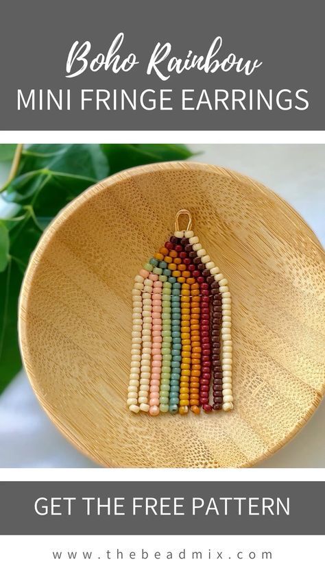 Mini Boho Rainbow Fringe Earrings Free Beading Pattern #BeadingPatterns #SeedBeadPattern #SeedBeadPatternsAnimals #SeedBeadPatternsFlower