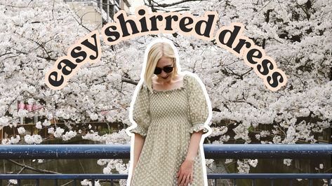 Easy Shirred Dress DIY (That Won't Slip Off Your Shoulders!) — Rosery Apparel Easy Sew Dresses For Women, Shirred Dress Tutorial, Shirred Dress Pattern, Pocket Template, Easy Sew Dress, Skirt Patterns, Dress Sewing Tutorials, Dress Tutorial, Picnic Dress