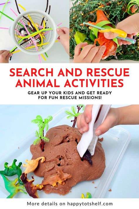 Fun Rescue Activities for Kids to Play and Learn Play Dough Activities Toddler, Animals Activities For Toddlers, Animal Rescue Ideas, Toddler Fine Motor Activities, Animal Activities For Kids, Science Week, Busy Activities, Playdough Activities, Preschool Fine Motor