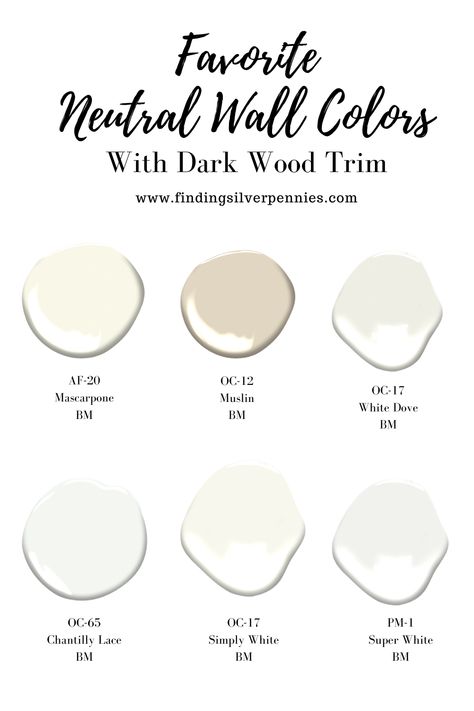 Dark Wood Trim, Neutral Wall Colors, Stained Trim, Dark Trim, Choosing Paint Colours, Best White Paint, Choosing Paint, Neutral Paint Colors, Dark Wood Floors