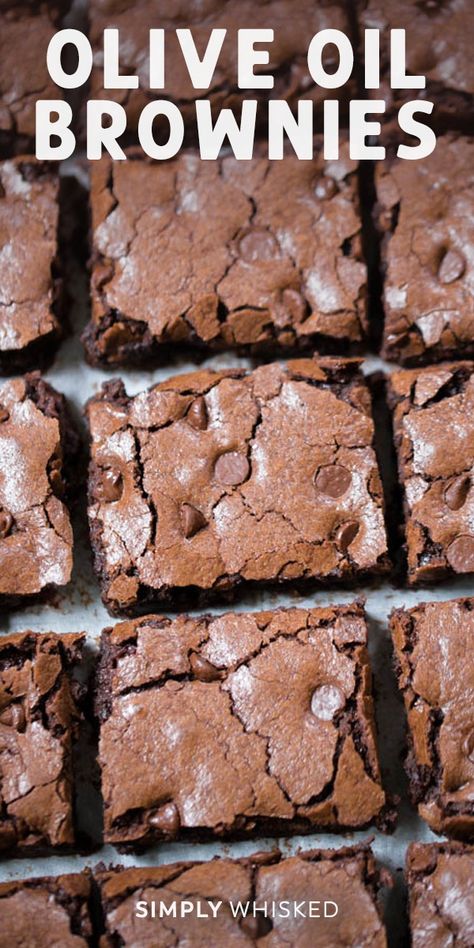 This easy, dairy free brownies recipe is made from scratch using healthy olive oil. They’re simple to make and extra fudgy with vegan chocolate chips. #brownies #dairyfree Olive Oil Brownies, Oil Brownies, Vegan Chocolate Chips, Tartiflette Recipe, Cookie Dough Cake, Dairy Free Recipes Dessert, Dairy Free Baking, Dairy Free Brownies, Dairy Free Treats