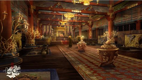 Tang dynasty main temple hall, Chow Kay on ArtStation at https://www.artstation.com/artwork/EBw4q 2025 Inspiration, Japan Room, Chinese Temple, Back Stage, Chinese Opera, Fantasy Rooms, Asian Architecture, Ancient Technology, Tang Dynasty