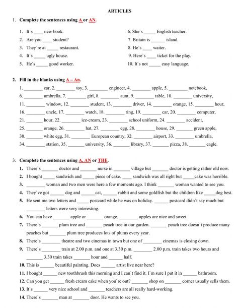 Articles In English Grammar, Grammar Work, Indefinite Articles, Definite And Indefinite Articles, Article Grammar, Articles Activities, Articles Worksheet, Free Printable Alphabet Worksheets, Worksheets For Class 1