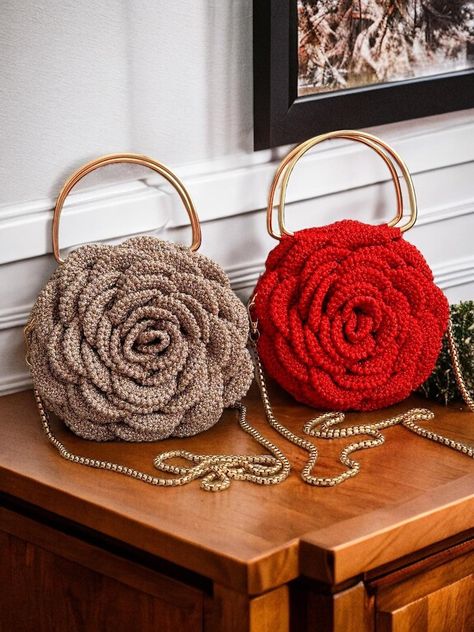 Rose Purse, Crochet Bag Pattern Free, 3d Rose, Crochet Tote Bag, Flower Bag, Crochet Rose, Crochet Tote, Wedding Bag, Bag Crochet