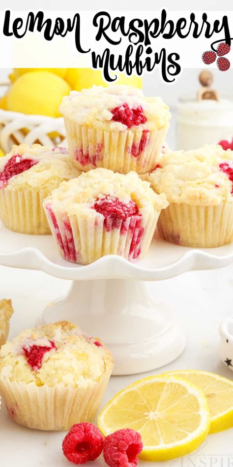 This lemon raspberry muffin recipe is easy to make using fresh raspberries and a great recipe for a quick breakfast or a friendly brunch that uses pantry staples. Lemon Raspberry Streusel Muffins, Raspberry Lemon Bread, Poppyseed Recipes, Lemon Raspberry Desserts, Raspberry Lemon Muffins, Fresh Raspberry Recipes, Raspberry Muffin Recipes, Raspberry Breakfast, Lemon Raspberry Muffins