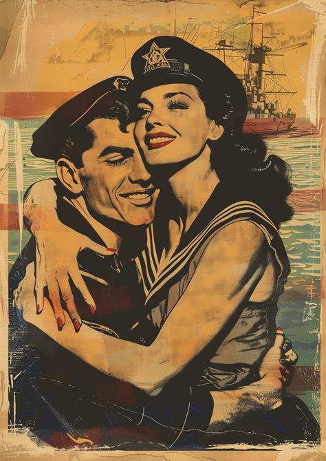 1950s Poster Advertisement for Military in Sailor Jerry Style Vintage Sailor Aesthetic, Sailor Illustration, 1950s Posters, Sailor Aesthetic, Sailor Art, 1950s Magazine, Magazine Cover Page, Poster Advertisement, Inspirational Digital Art