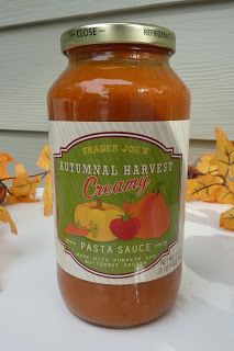 What's Good at Trader Joe's?: Trader Joe's Autumnal Harvest Creamy Pasta Sauce Fall Pasta Sauce, Harvest Pizza, Pumpkin Pasta Sauce Recipe, Pumpkin Pasta Sauce, Salad Appetizer Cups, Fall Pasta, Brand Food, Butternut Squash Puree, Creamy Pasta Sauce