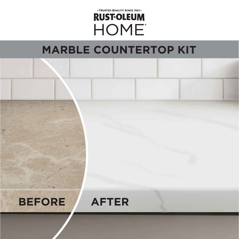 Rust-Oleum HOME Countertop White Marble Satin Countertop Refinishing Kit (Kit) Lowes.com Faux Marble Kitchen Countertops, Countertop Covers Temporary, Bathroom Counter Top Redo, Marble Peel And Stick Counter Tops, Redone Countertops, Refinish Bathroom Countertop, Glitter Countertop Kitchen Counters, Resurface Bathroom Countertops, Countertop Finishing Kit