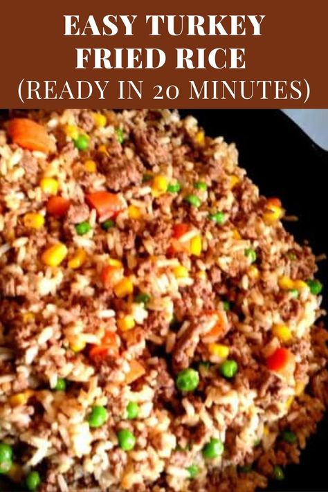 Leftover Turkey Fried Rice, Fried Rice With Ground Chicken, Weight Watchers Fried Rice Recipe, Turkey And Vegetables, Fried Rice With Ground Turkey, Ground Turkey Fried Rice Recipes, Turkey Fried Rice Recipe, Ground Turkey And Rice Recipes Healthy, Turkey Burger And Rice Recipe