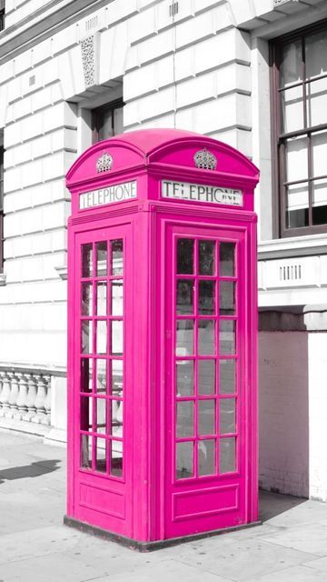 Pink Phone Booth, Pink Telephone Booth, Pay Phone Booth, English Telephone Booth, Store Renovation, British Phone Booth, 90s Stickers, London Telephone Booth, Pink Telephone