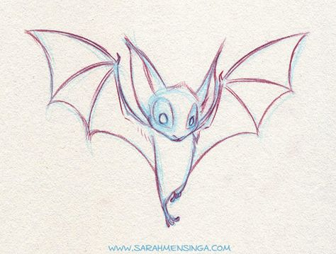 Sarah's Sketches Bat Drawings, Bat Sketch, Bat Drawing, Fly Drawing, Cartoon Bat, Bat Art, Bat Tattoo, Drawing Examples, Cute Bat