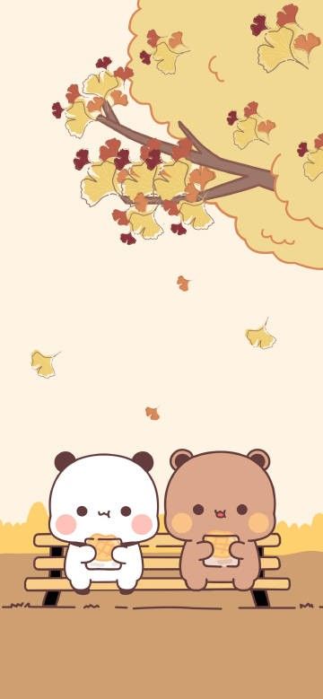 Bubu And Dudu Wallpaper, Dudu Bubu Wallpaper, Cute Fall Backgrounds, Bubu And Dudu, Dudu Bubu, Bear Drawings, Bubu Dudu, Kawaii Background, Cute Bear Drawings