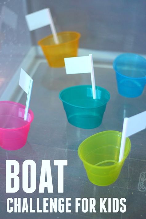 Quick & Easy Boat Challenge for Kids! Palm Sunday Activities, Easy Boat, Boat Theme, Transportation Activities, Boat Crafts, Transportation Crafts, Pirate Crafts, Transportation Preschool, Transportation Theme