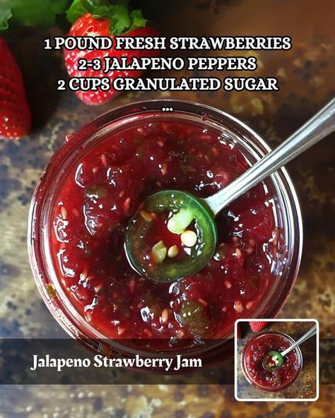 Strawberry Jalapeno Jam, Jalapeno Jam, Gordon Ramsay Recipe, Strawberry Jam Recipe, Jam And Jelly, Tasty Kitchen, Spinach Stuffed Mushrooms, Cheese Platters, Strawberry Jam