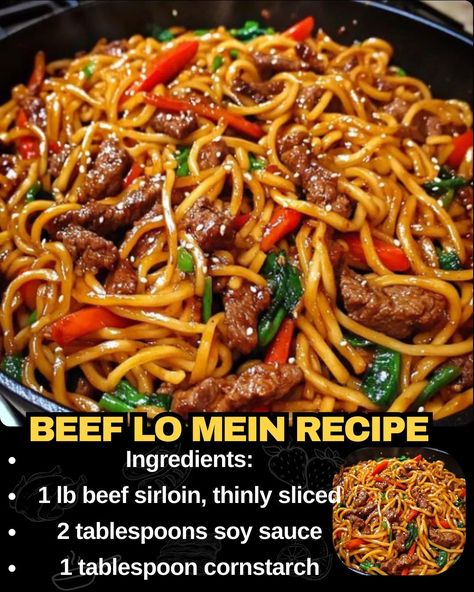 best Beef Lo Mein Recipe Best Beef Lo Mein Recipe, Sliced Beef Recipes, Hawaiian Banana Bread Recipe, Beef Lo Mein Recipe, Beef Lo Mein, Sirloin Recipes, Baked Meatloaf, Lo Mein Recipe, Lo Mein Noodles