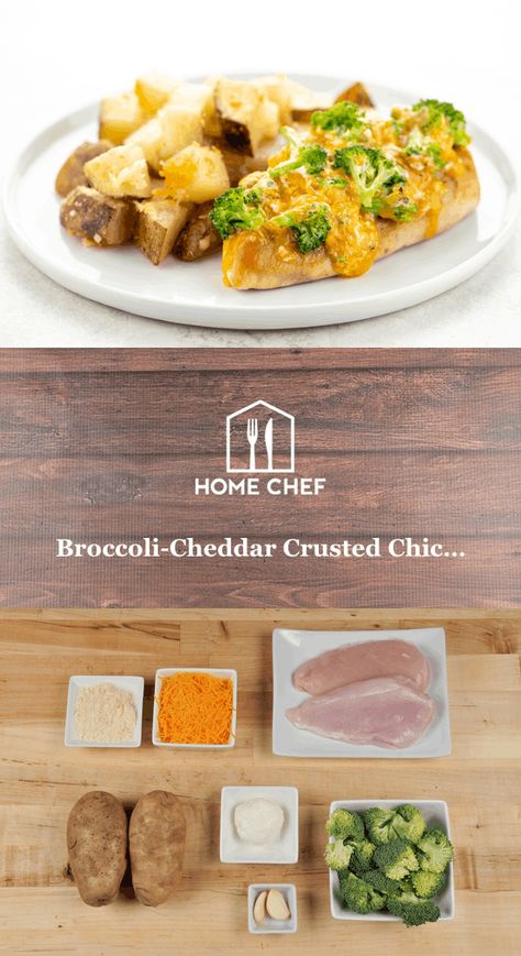 Homechef Recipes, Chicken Divan Casserole, Broccoli And Cheddar, Parmesan Roasted Potatoes, Hello Fresh Recipes, Melty Cheese, Fresh Broccoli, Crusted Chicken, Broccoli Cheddar