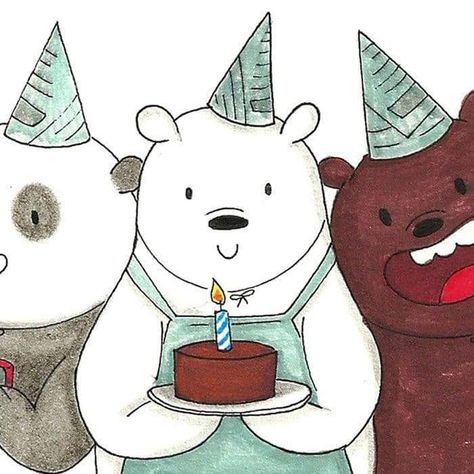 We Bare Bears Birthday, Painters Tape Art, Cute Easy Animal Drawings, Happy Bird Day, Ice Bear We Bare Bears, Easy Animal Drawings, Bear Bears, Happy Birthday Wishes Photos, Happy Birthday Art