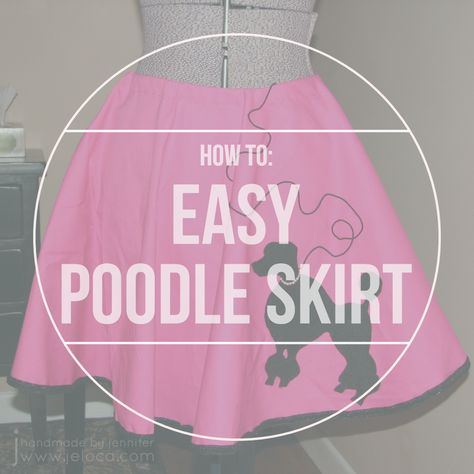 How to make an easy poodle skirt (50s style costume) Easy Poodle Skirt, Easy Poodle Skirt No Sew, Poodle Skirt Adult, Poodle Skirts Diy, Womens 50s Costume Ideas, How To Make A Poodle Skirt Easy, How To Make A Poodle Skirt, Poodle Skirt Pattern Free, Diy Poodle Skirt For Kids