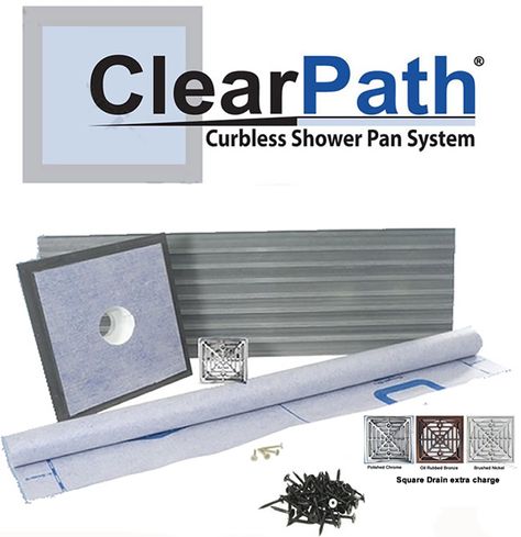 The ClearPath Curbless Shower Pan System is designed to maintain independence in life while offering today’s most fashionable and sought after designs in level entry showers. The ClearPath Curbless Shower system offers everyone, at whatever level of ability, accessible designs that are an improvement over traditional shower pan methods. Curbless Shower Pan, Shower Pan Tile, Floor Heating Systems, Shower Pan, Aging In Place, Drain Cover, Shower Kits, Shower Systems, Walk In Shower