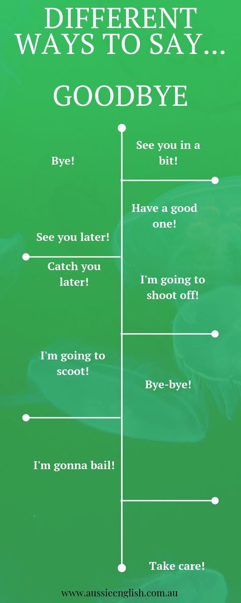 Ways to say bye like a native speaker! Expand your English Vocabulary. Learn Synonyms you can use instead of Goodbye! How To Speak British English, Ways To Say Bye, British Slang Phrases, How To Develop English Speaking Skills, Guide To British Slang, English Terminology, Idioms For Ielts Speaking, English Communication, Australian Slang