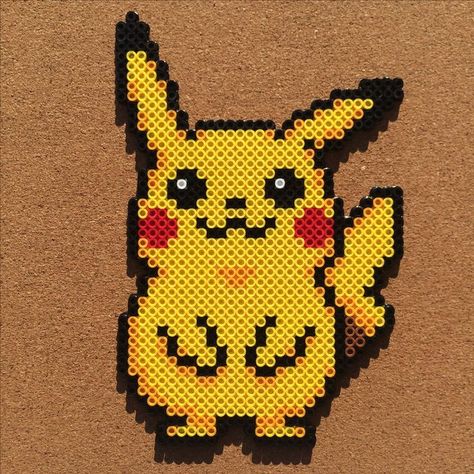 Perler Bead Pikachu, Perler Pikachu, Pikachu Perler Bead Pattern, Pikachu Perler Beads, Pokémon Perler Beads, Pikachu Hama Beads, Pikachu Beads, Perler Bead Pokemon, Perler Beads Pokemon