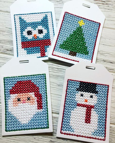 Cross Stitch Xmas Cards, Mft Cross Stitch Tag, Christmas Gonk Cross Stitch, Misfit Toys Cross Stitch, Marianne Design Cross Stitch, Sewing Cards, Cross Stitch Christmas Ornaments, Cross Stitch Needles, Diy Cross Stitch