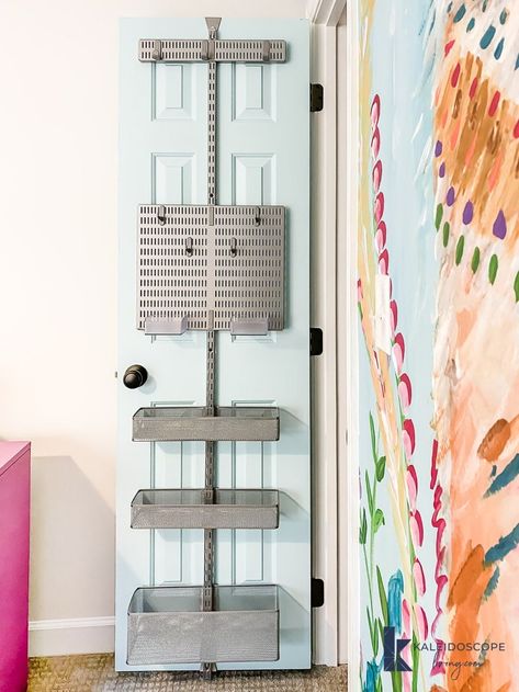 Over The Door Utility Organizer, Over The Door Linen Closet Storage, Back Of Door Storage Ideas Bathroom, Over Door Storage Hallway, Inside Closet Door Storage, Back Of Door Closet Storage, Closet Door Purse Storage, Linen Closet Door Organization, Hooks On Closet Door