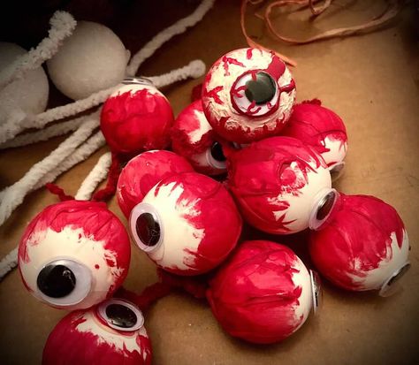 Ping pong ball eyeballs Halloween Eye Ball Game, Eyeball Pong Halloween Game, Eyeball Ping Pong Balls, Eyeball Pom Pom, Halloween Lychee Eyeballs, Ping Pong Balls, Novelty Christmas, Christmas Ornaments, Halloween