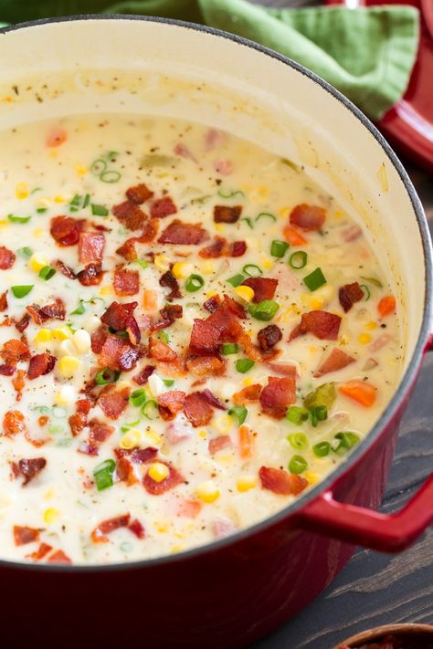 Creamy Ham Potato and Corn Chowder - Cooking Classy Corn Chowder With Ham, Ham Recipes Healthy, Potato And Corn Chowder, Ham Dinner Recipes, Ham Recipes Crockpot, Ham Chowder, Corn Soup Recipes, Potato Corn Chowder, Ham Potato