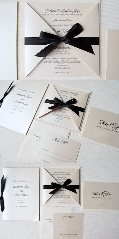 Black Tie Wedding Invitations, Wedding Invitations Black, Classy Wedding Invitations, Black And White Wedding Theme, White Wedding Theme, Nye Wedding, Black Wedding Invitations, Trendy Wedding Invitations, Black Invitation