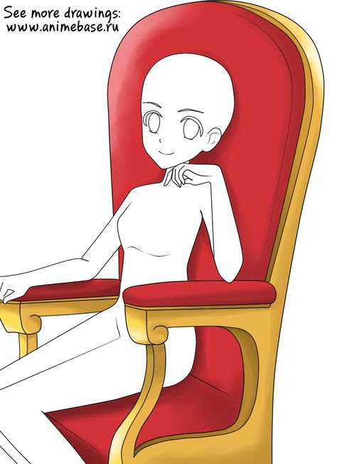 Furniture and background — Мебель и фон — Anime base ych — Аниме манекены Sitting On A Throne Reference, References For Drawing, Reference For Drawing, Base Girl, Manga Reference, Body Image Art, Manga Poses, Sketch Poses, Best Anime Drawings