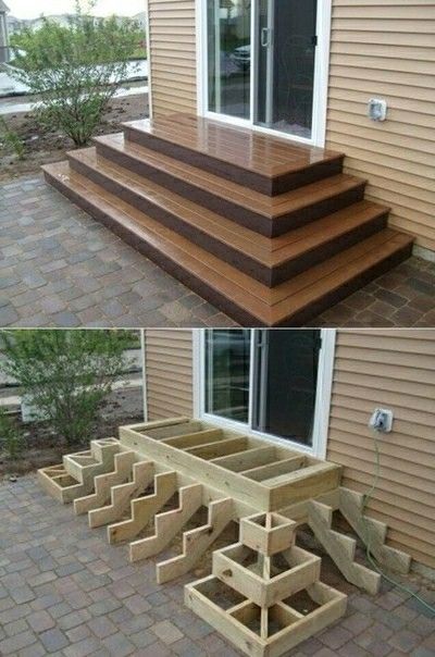 Diy Stairs Outdoor, سلالم حلزونية, Patio Stairs, Patio Steps, Deck Steps, Patio Deck Designs, Amazing Woodworking, Deck Designs Backyard, Deck Stairs