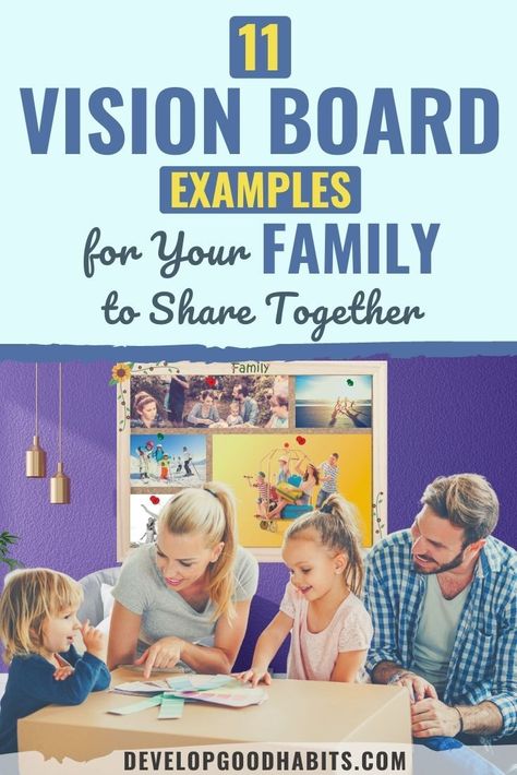 11 Vision Board Examples for Your Family to Share Together #visionboard #family #parenting #selfhelp #selfimprovement Vision Board Ideas Family, Family Vision Board Ideas, Vision Board Family, Family Vision Board, Vision Board Ideas Examples, Happy Family Photos, Family Vision, Christian Vision Board, Work Vision Board