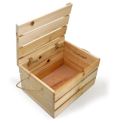 Natural Wooden Crate Storage Box with Lid - Medium 11in -- $10!!! I could store CJTs crap in there, my stuff, anything!! <3 <3 Pallet Deck Diy, Wooden Box Diy, Wooden Box With Lid, Diy Rangement, Small Storage Boxes, Storage Box With Lid, Diy Storage Boxes, Wooden Storage Box, Wood Storage Box