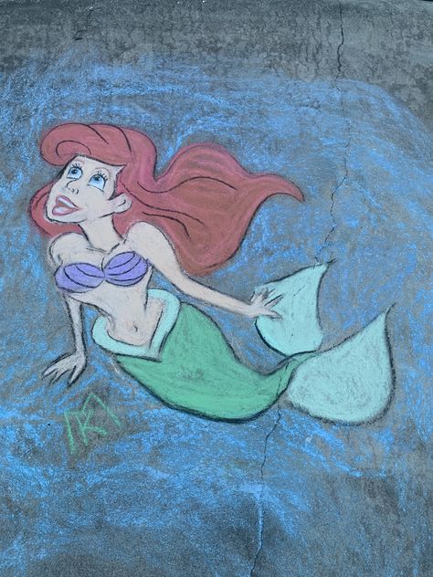 Chalk fun Mermaid Chalk Art, Sidewalk Chalk Art, Chalk Drawings, Sidewalk Chalk, Chalk Art, Little Mermaid, The Little Mermaid, Little One, Chalk